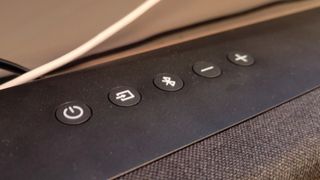 The Amazon Fire TV Soundbar on a shelf.