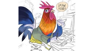 image of a cockerel saying 'draw more'