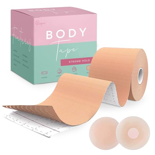 Boob Tape Boobtape for Breast Lift | Includes Nipple Covers | Body Tape for Push Up & Shape | Works Great With Sticky Bra Backless Bra or Strapless Bra | Waterproof Sweat-Proof