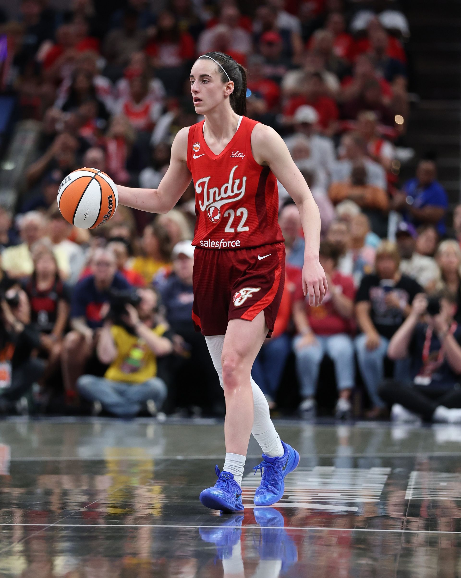 Caitlin Clark at a game against the Atlanta Dream on June 18, 2026, wearing the Nike Caitlin 1 sneakers.