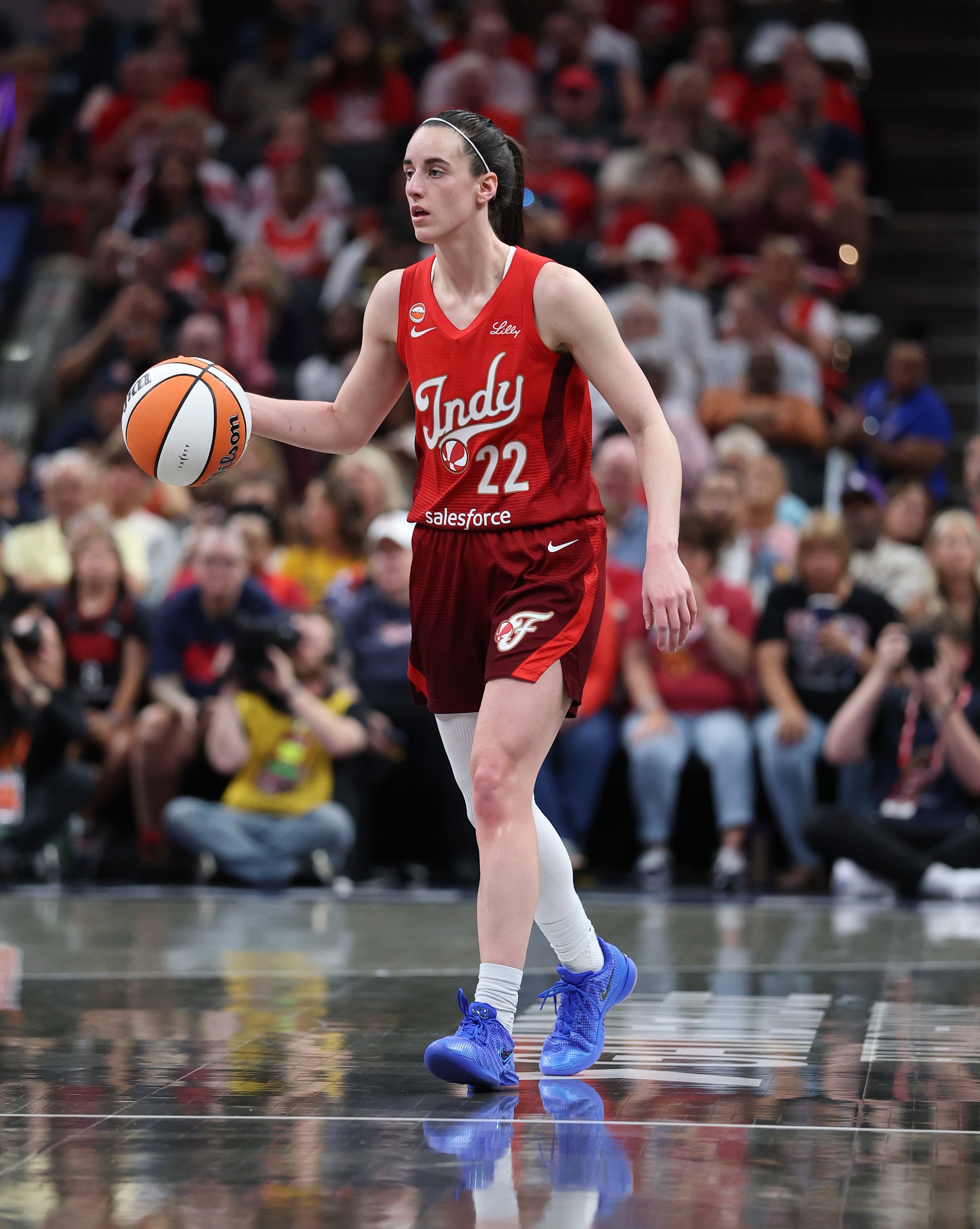Caitlin Clark at a game against the Atlanta Dream on June 18, 2026, wearing the Nike Caitlin 1 sneakers.