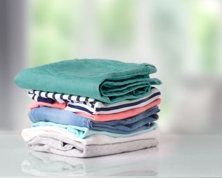 Stack of folded colorful clothes