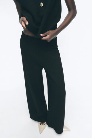 Textured Wide Leg Pants