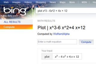 Bing using Wolfram Alpha