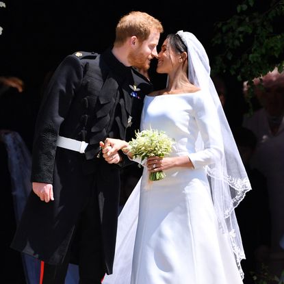 Prince Harry and Meghan Markle kissing on their wedding day