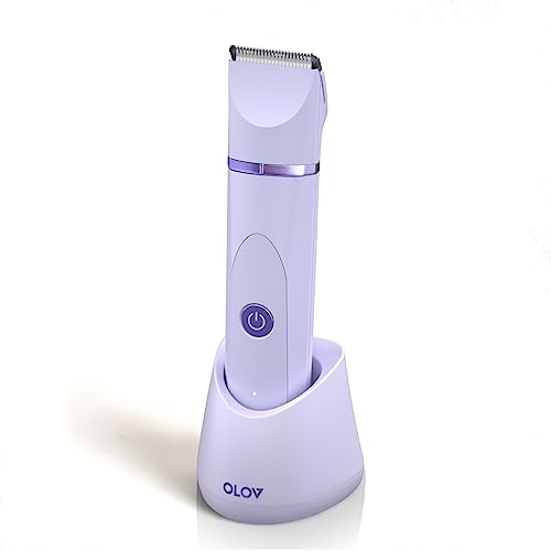 Olov Electric Body Hair Trimmer - Groin Trimmer for Men - Bikini Trimmer Women - Wet/dry Shaver Groomer, Replaceable Ceramic Blade Heads, Usb Recharge Dock, Waterproof Hygiene Razor,purple