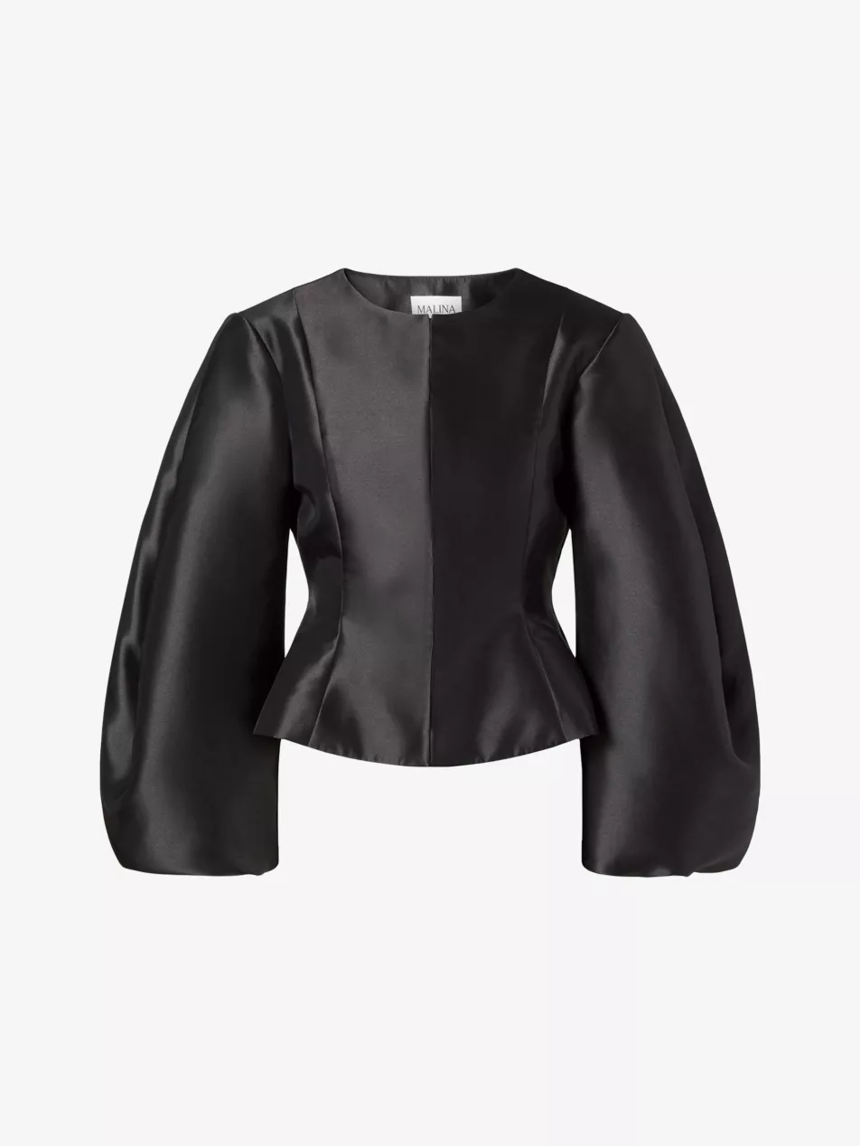 Vendela Balloon-Sleeve Satin Blouse - 8