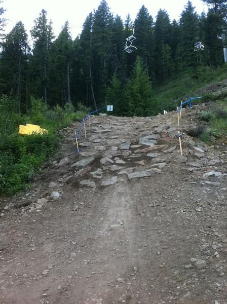 A view from the bottom of the downhill rock garden near the end of the lap.