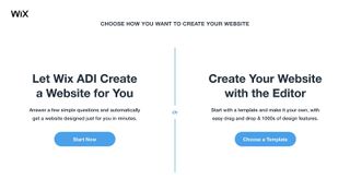 Wix's choices of site creation platform
