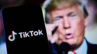 The TikTok app with Donald Trump ranting behind it.