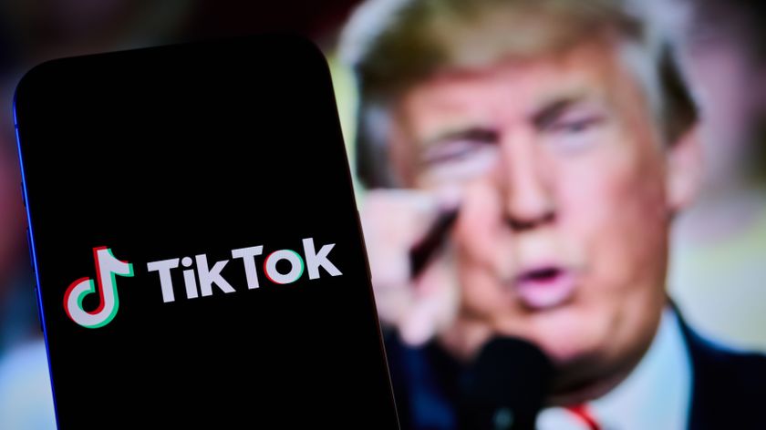 The TikTok app with Donald Trump ranting behind it.