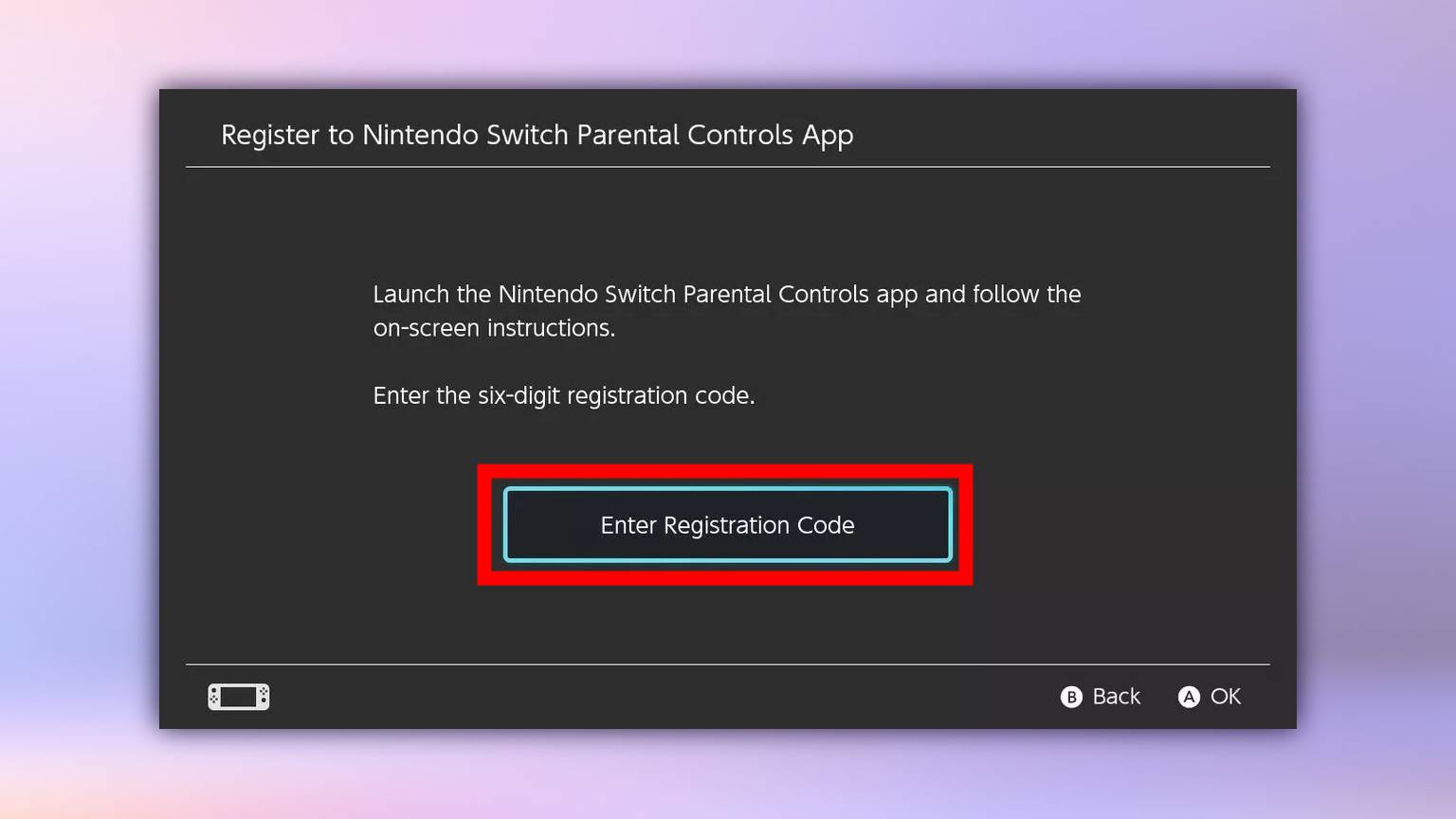 A screenshot of the Parental Controls menu on a Nintendo Switch console.
