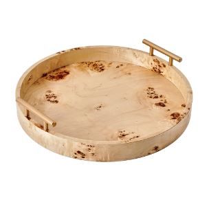 Burlwood round tray