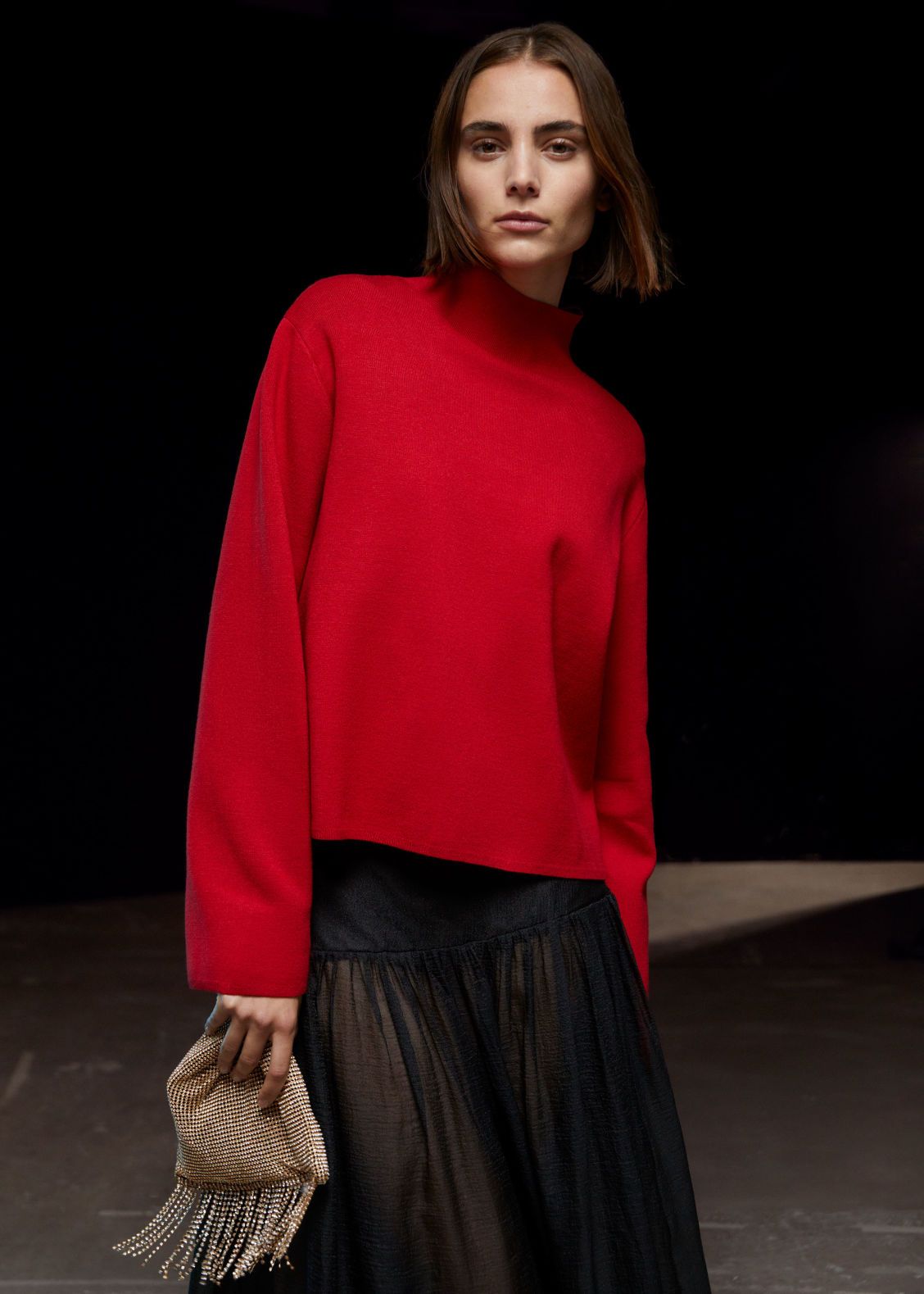 Boxy Turtleneck Knit Jumper