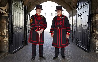 Inside the Tower - Yeoman Warders- Peter McGowran (left) and Bob Loughlin (right)