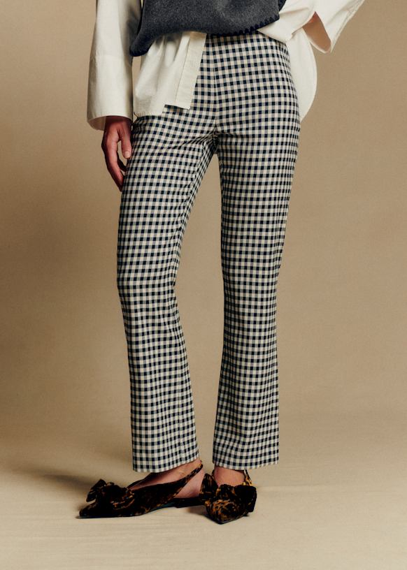 Ciara Trousers - Black and White Gingham - Polyester - S&amp;eacute;zane