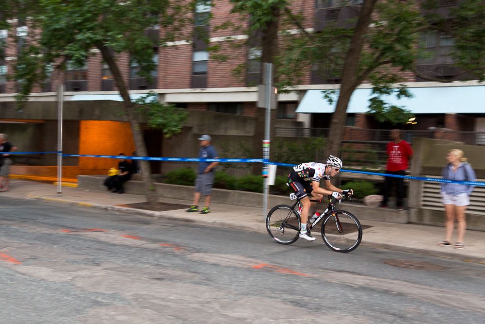 A lone Jelly Belly rider struggles to keep contact on the backside of the course during stage 2 at the Tour de Beauce