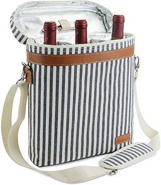 ZORMY 3 Bottle Insulated Wine Tote Cooler Bag, Portable Wine Carrier with Corkscrew Opener and Shoulder Strap for Beach Travel Picnic, Unique Wine Carrier for Wine Lover Gifts