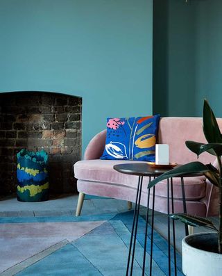 pink sofa with cushion
