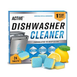 A box of Active dishwasher cleaner