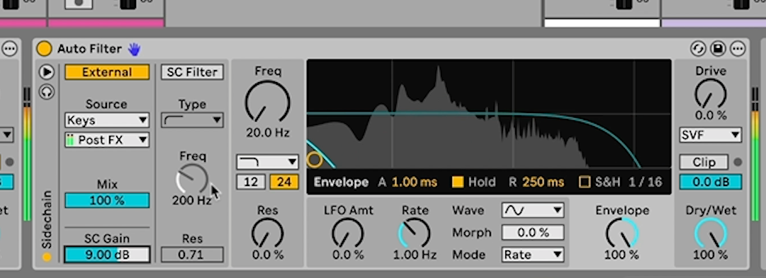 Ableton Auto Filter side chaining