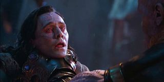 Tom Hiddleston as Loki dying in Avenger: Infinity War