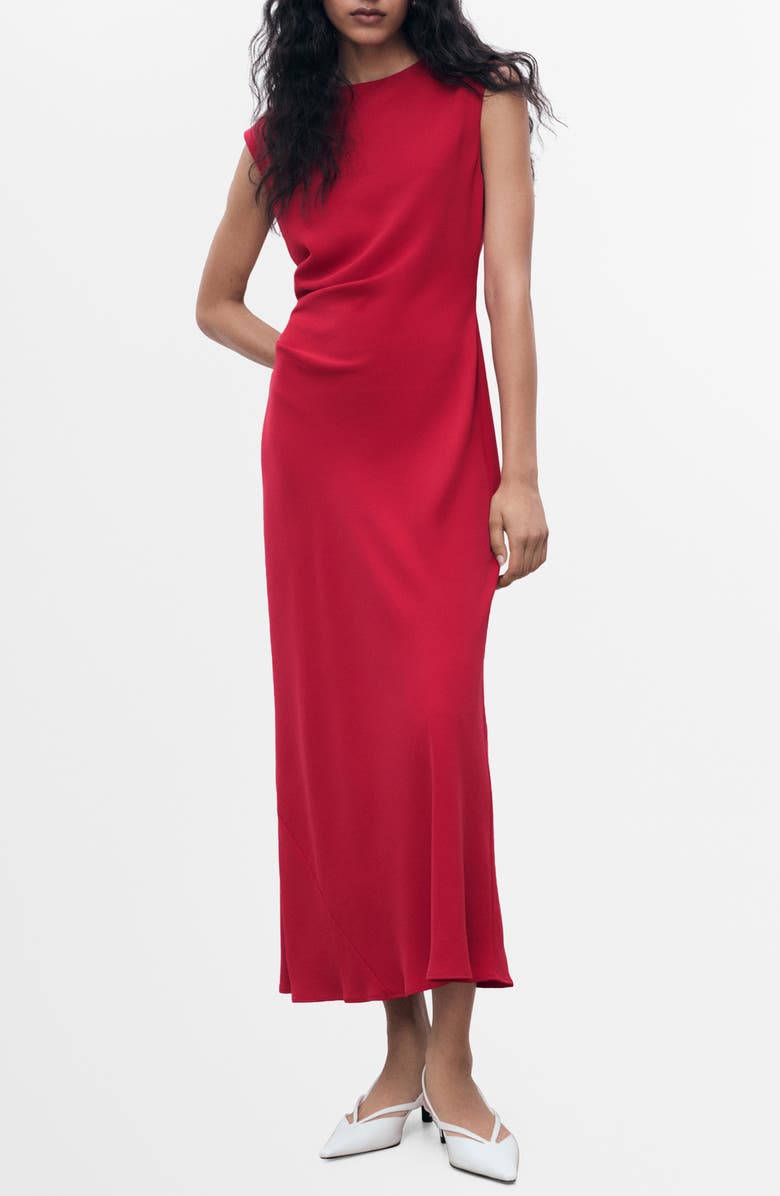 Ruched Sleeveless Midi Dress