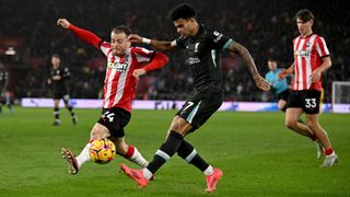 Luis Diaz of Liverpool during the Premier League match between Southampton FC and Liverpool FC at St Mary's Stadium on November 24, 2024 in Southampton, England.