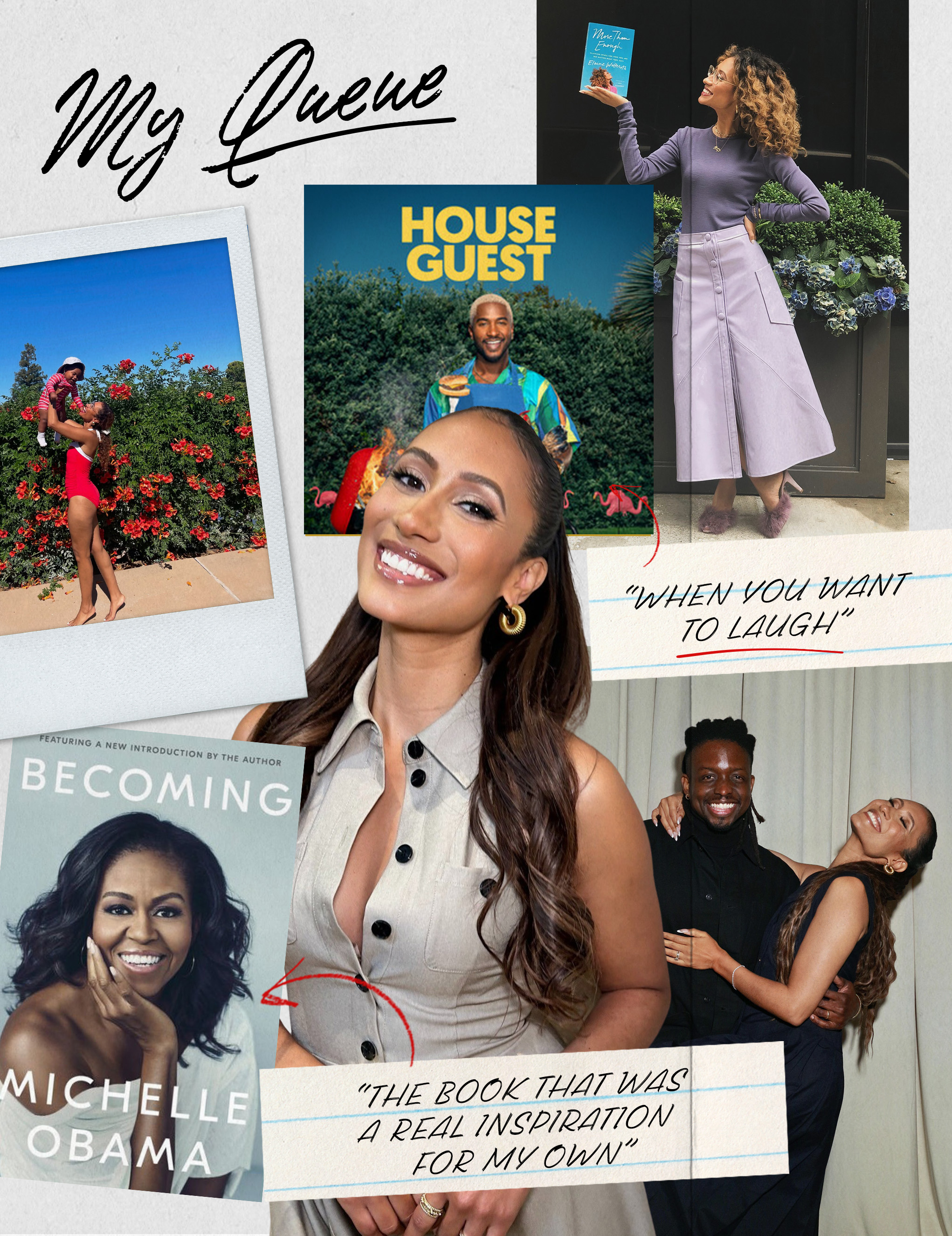 A collage of elaine welteroth and her favorite things in her queue.