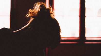 Hair, Red, Shoulder, Light, Backlighting, Beauty, Window, Silhouette, Long hair, Sunlight, 