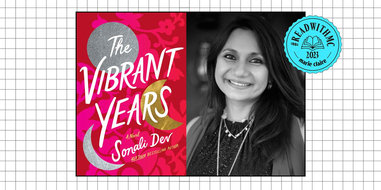 Sonali Dev and the book cover for Vibrant Years