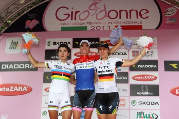 The top three on stage 6: Giorgia Bronzini, Marianne Vos and Ina Teutenberg