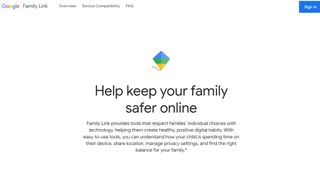 Google Family Link website screenshot.