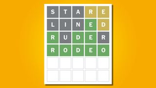 Wordle answer 736 on a yellow background