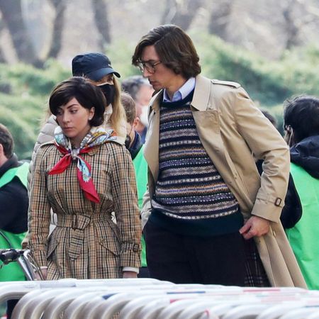 milan, italy march 10 lady gaga and adam driver are seen filming house of gucci on march 10, 2021 in milan, italy photo by vittorio zunino celottogetty images
