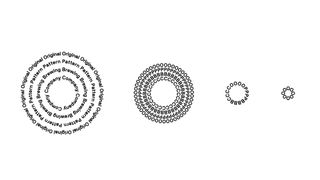 Three circular versions of the logo