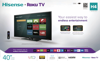 Roku and the TV makers get equal billing on the box.