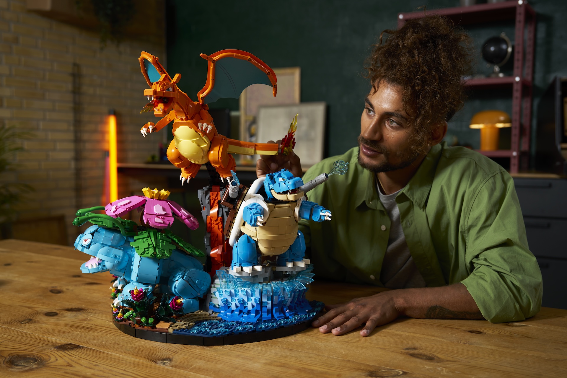 LEGO Venusaur, Charizard and Blastoise from different angles