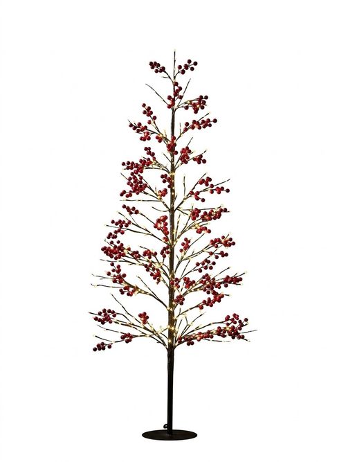 Indoor Outdoor 5ft Light Up LED Red Berry Tree
