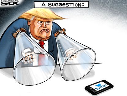 Political Cartoon U.S. Trump Twitter restrictions