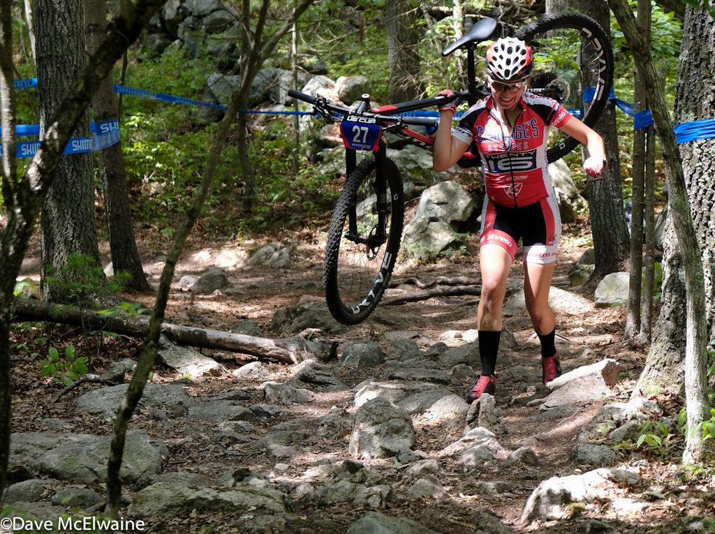 Fairlee Frey (George&rsquo;s Cycles) chose to run through this rock garden