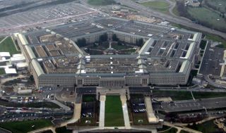 U.S. pentagon building in aerial view