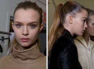 Faces at Calvin Klein Collection were dewy with a hint of shimmer just above the cheekbones and in the corner of eyes