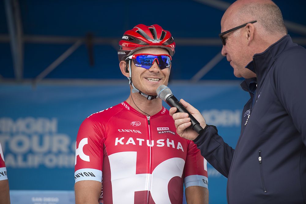 Alexander Kristoff is interviewed pre-stage