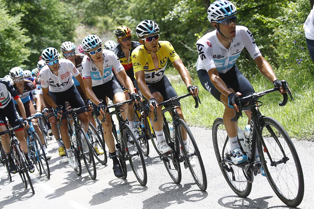 Team Sky with overall leader Michal Kwiatkowski at stage 4 of the Criterium du Dauphine