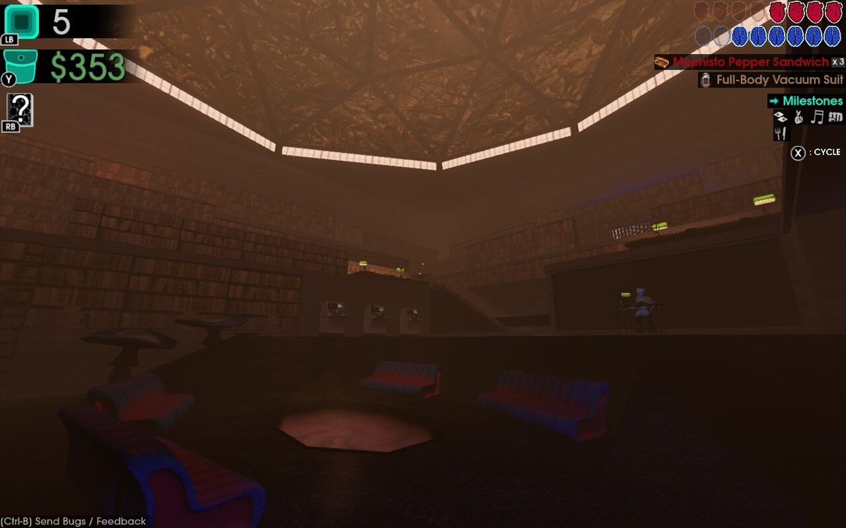 brutalist library interior in Moves of the Diamond Hand