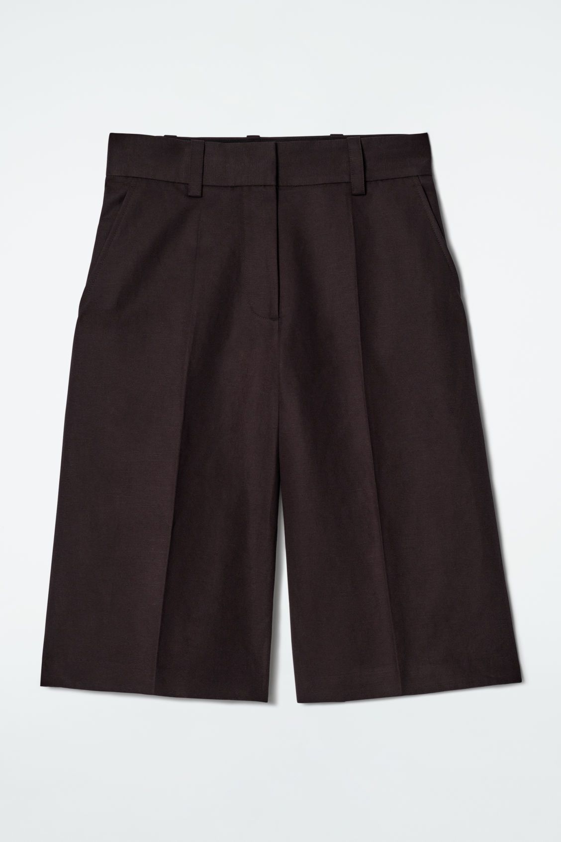 Tailored Linen-Blend Longline Shorts
