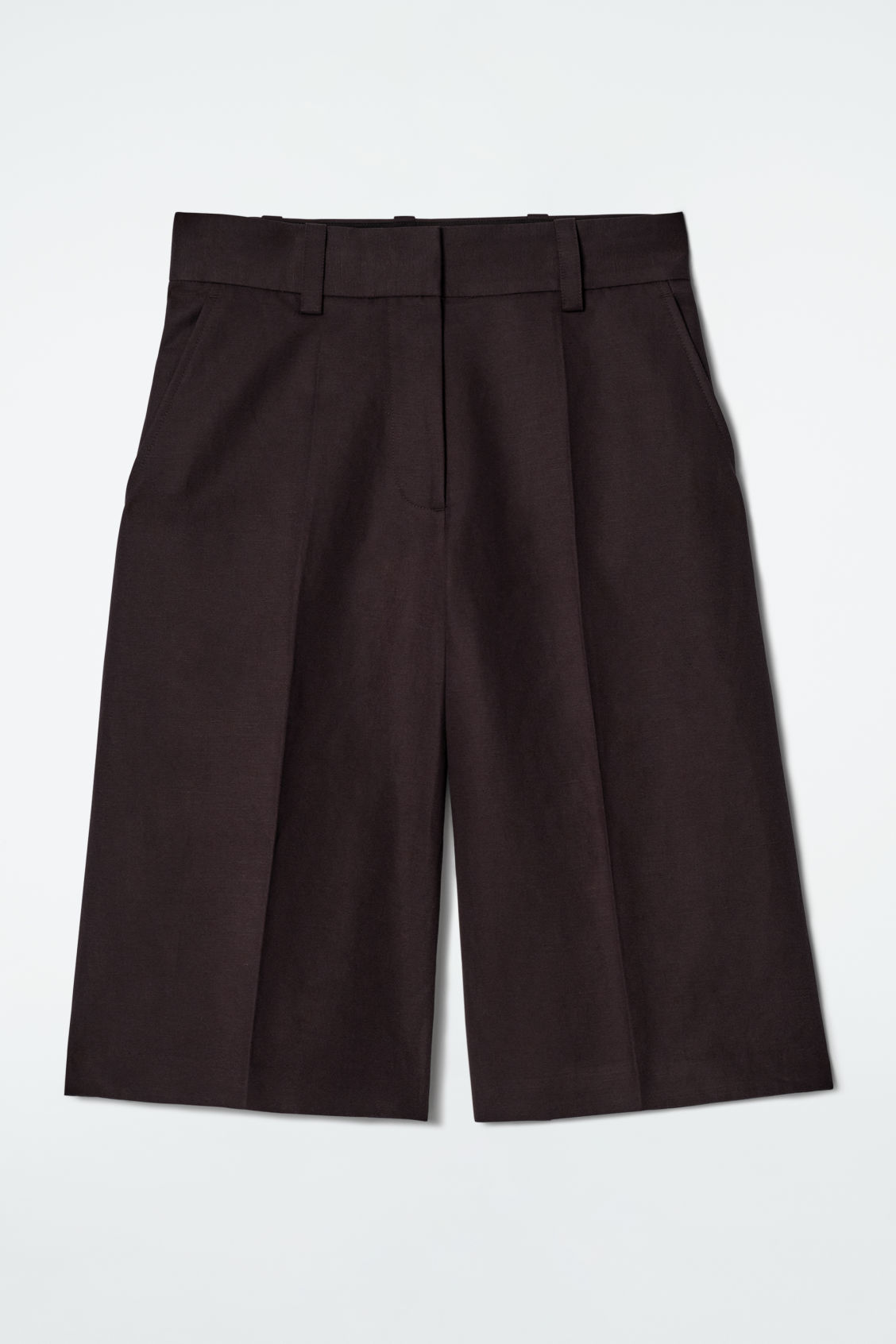 Tailored Linen-Blend Longline Shorts