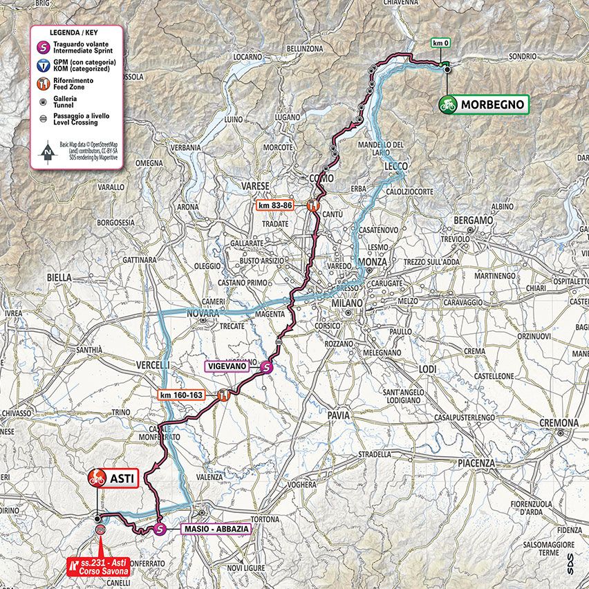 2020 Giro d'Italia stage 19 map
