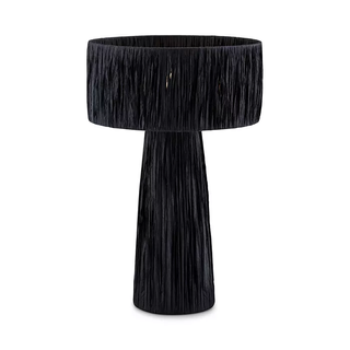 black raffia-covered table lamp